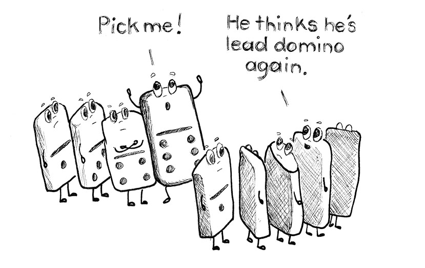 Lead domino cartoon