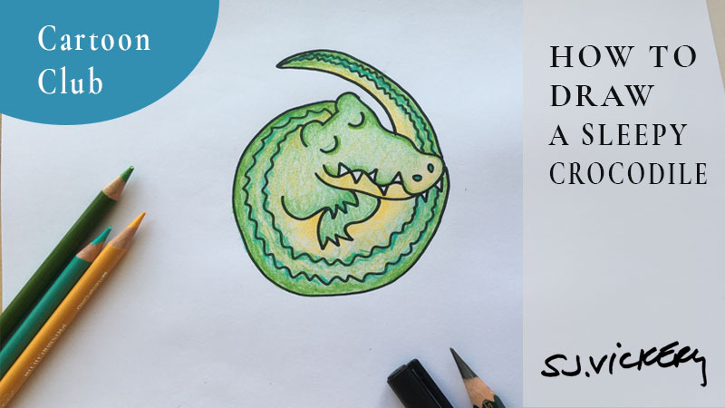 How to draw a sleeping cartoon Crocodile  Designs Ltd.