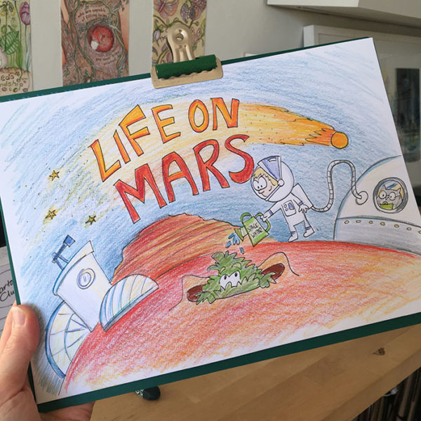 Sketchbook for kids age 8-12: Space Adventures on Mars