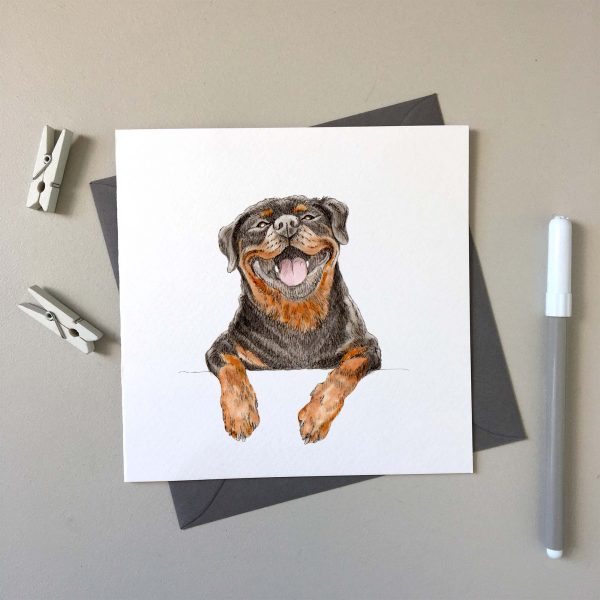 Rottweiler dog greeting card hand drawn