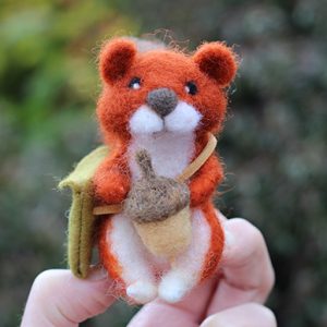 needle felted red squirrel