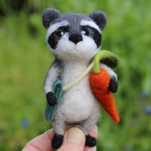 needle felted racoon